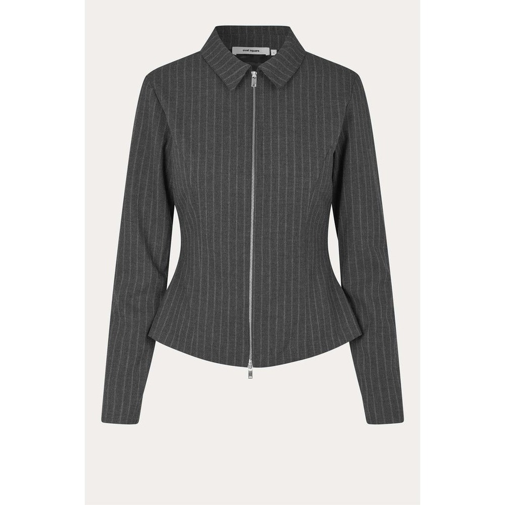 Oval Square Women's Rowy Zip Shirt - Gray Pinstripe - Medium (US Sz 6, UK Sz 10)